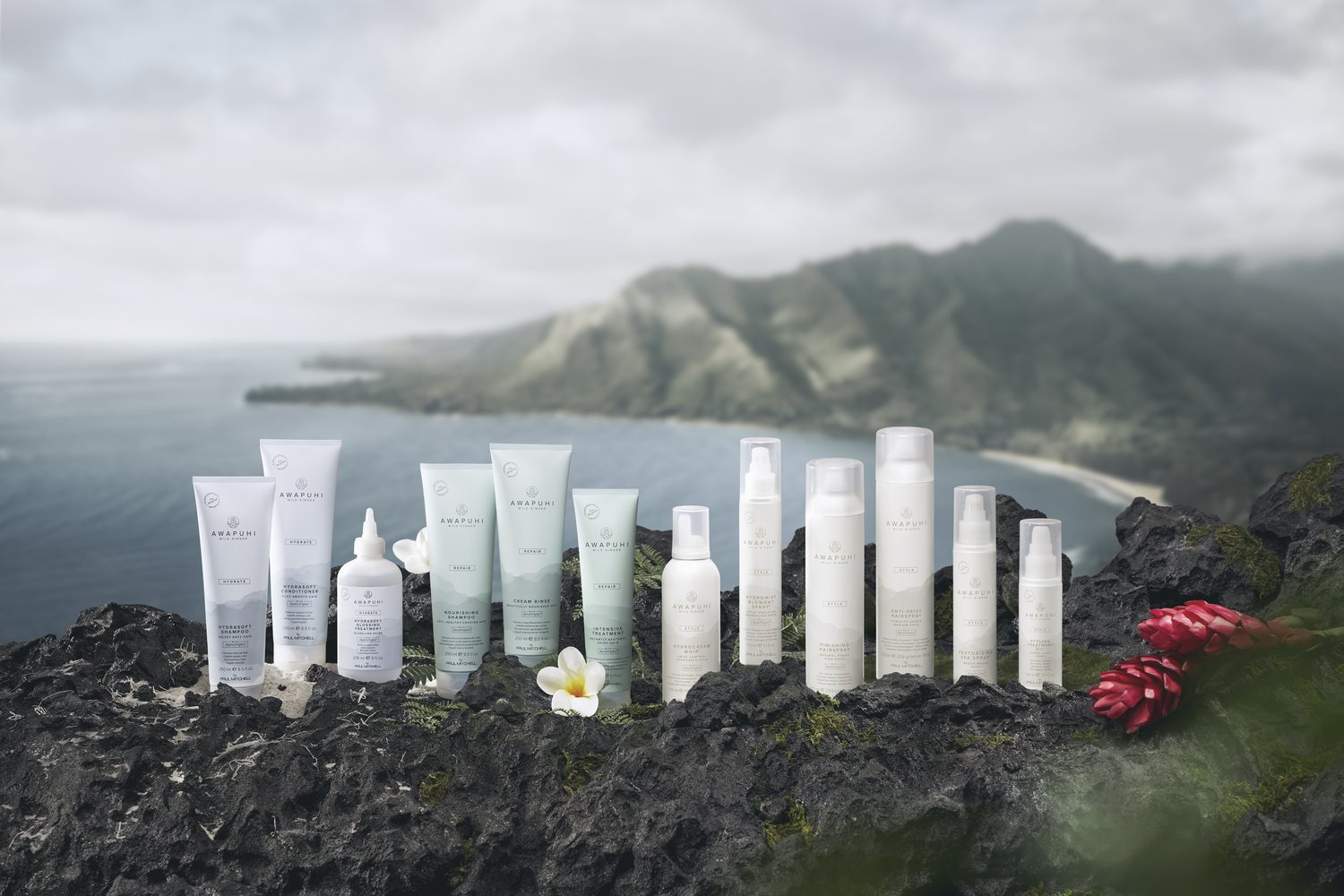 Awapuhi Wild Ginger Sortiment vor Hawaii-Kulisse